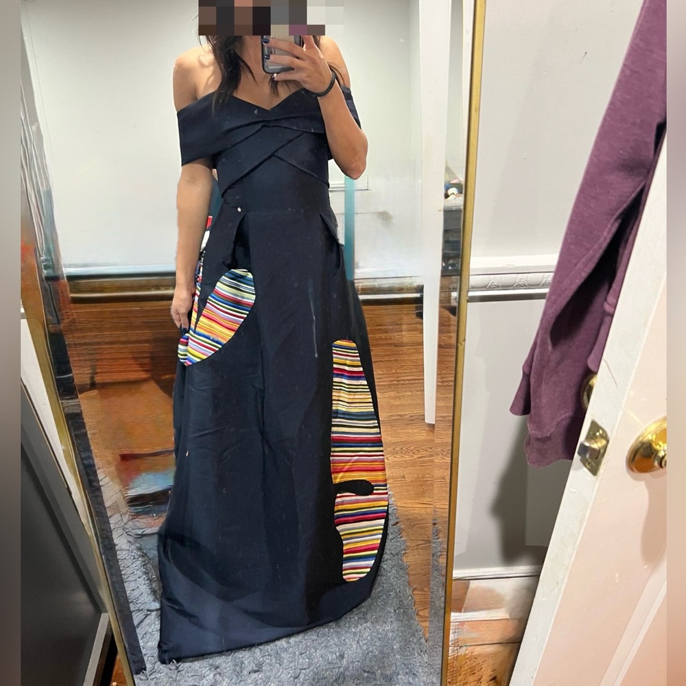 Sachin + Babi Strapless Navy Gown - Picture 1 of 3